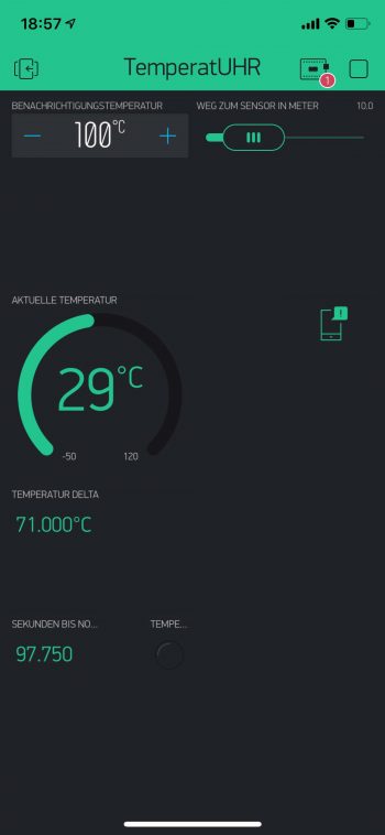 temperatuhr_app2 Die fertige App in Blynk