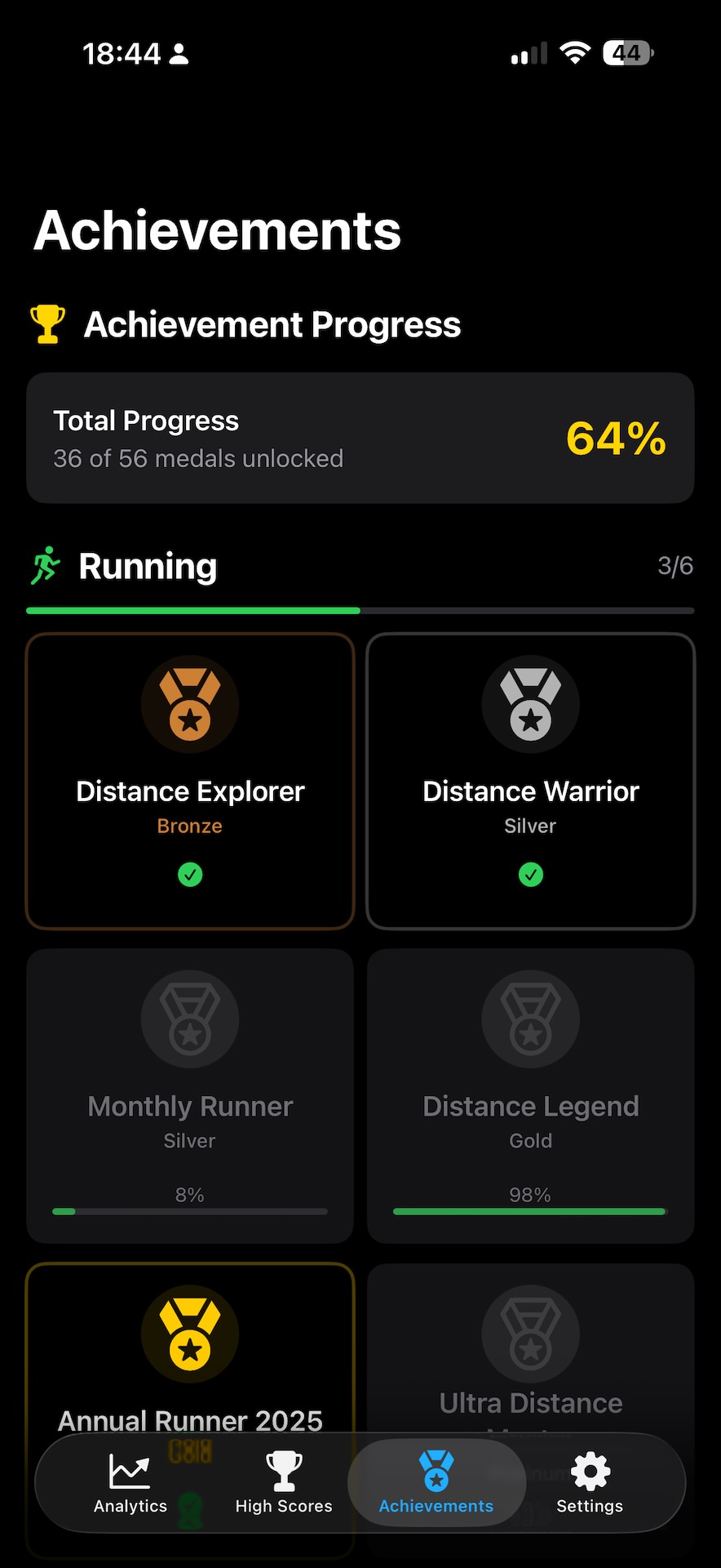 Einige Medallien gibt es auch. Diese werden dynamisch angezeigt.